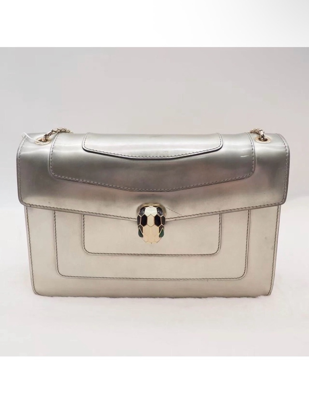 Bvlgari Serpenti Forever Shoulder Bag in metallic silver